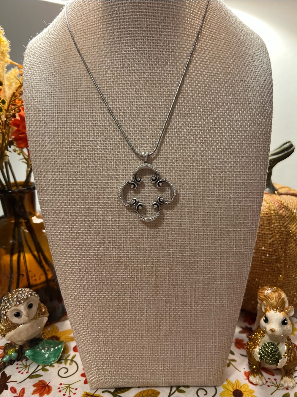 Brighton Silver Scroll Clover Pendant Necklace - Silver